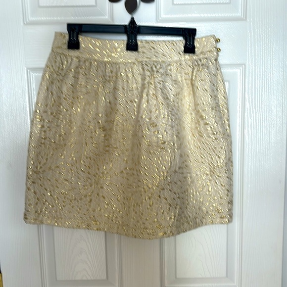 3 for $10 Alya Juniors “Brocade”- Like Shimmering Gold and Ivory Skirt Size L - Picture 1 of 9
